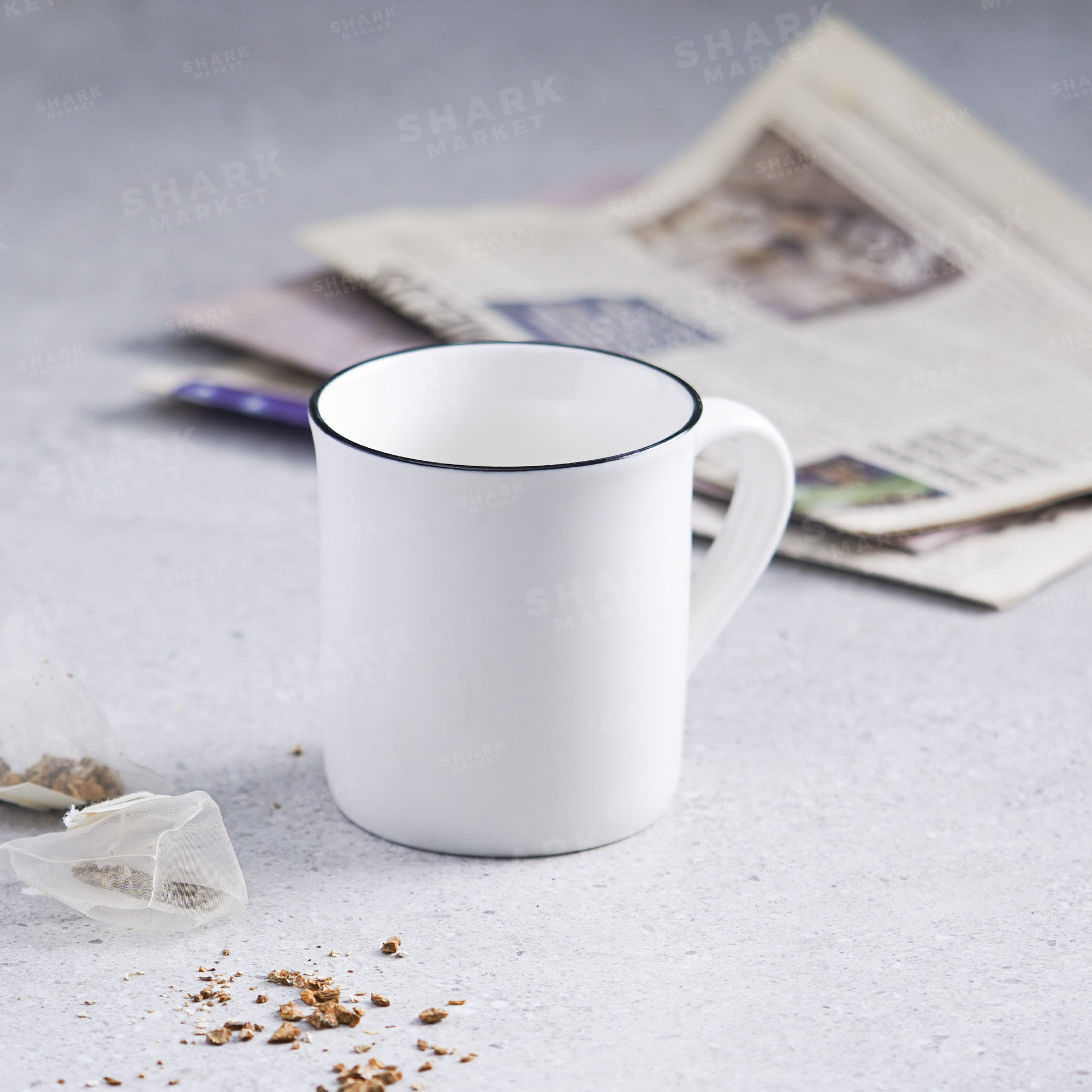 [Envie Casa] COUNTRY HARVEST Coffee/Tea Mug 380 ML - White with Black line  detail